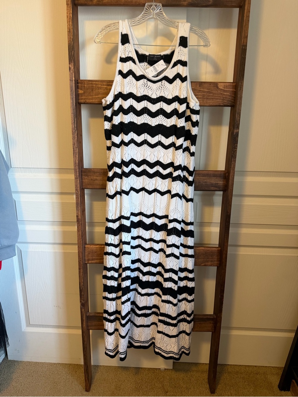 Lane Bryant Black & White Chevron Maxi Dress